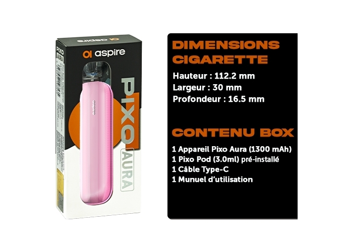 KIT PIXO AURA ASPIRE SAKURA PINK 1300 Mha