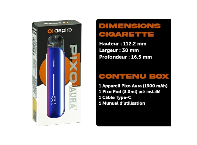 KIT PIXO AURA ASPIRE SPEED BLUE 1300 Mha
