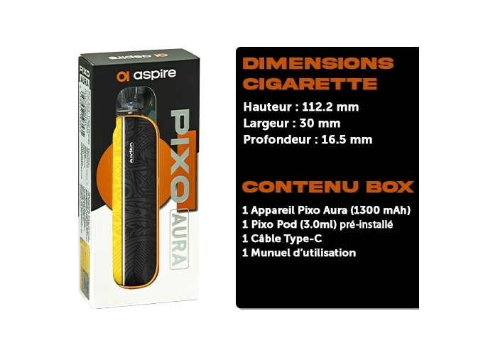 KIT PIXO AURA ASPIRE TRIBAL ORANGE 1300 Mha