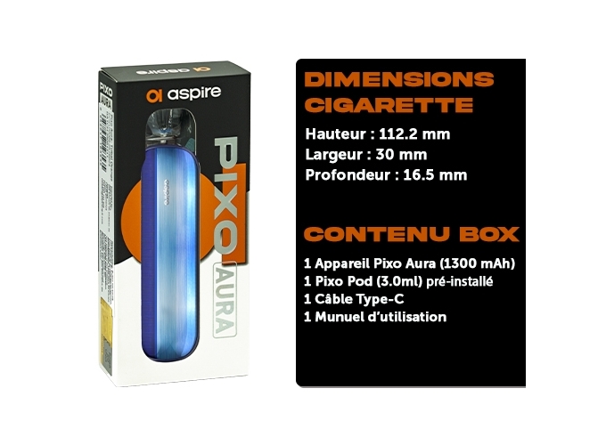 KIT PIXO AURA ASPIRE VAST BLUE 1300 Mha