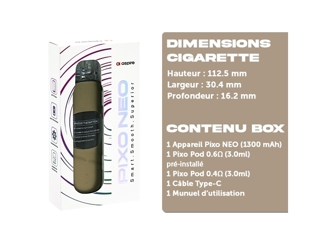 KIT PIXO NEO ASPIRE LIGHT BROWN 1300 Mha