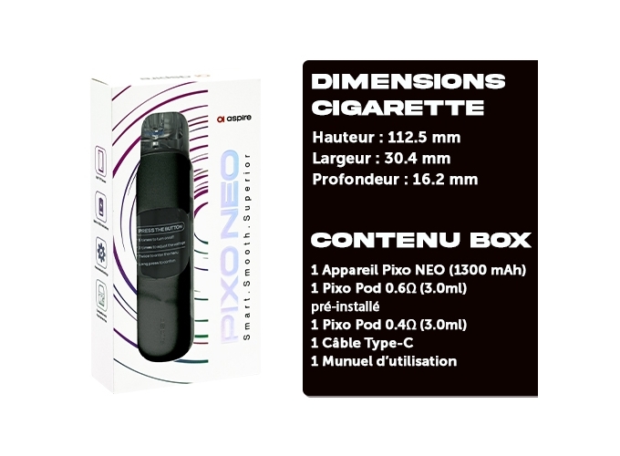 KIT PIXO NEO ASPIRE NOIRE 1300 Mha