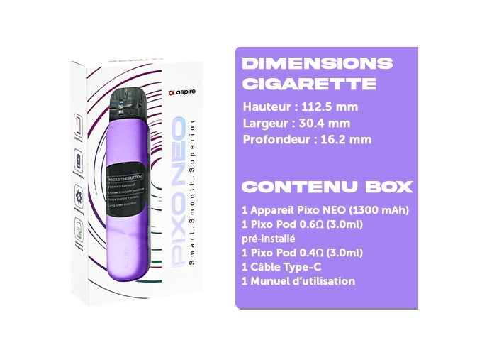 KIT PIXO NEO ASPIRE VIOLETTE 1300 Mha
