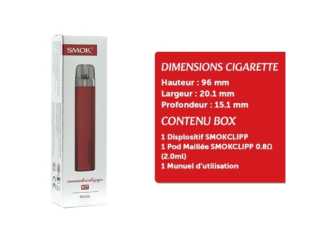 KIT SMOKCLIPP ROUGE 600 mah
