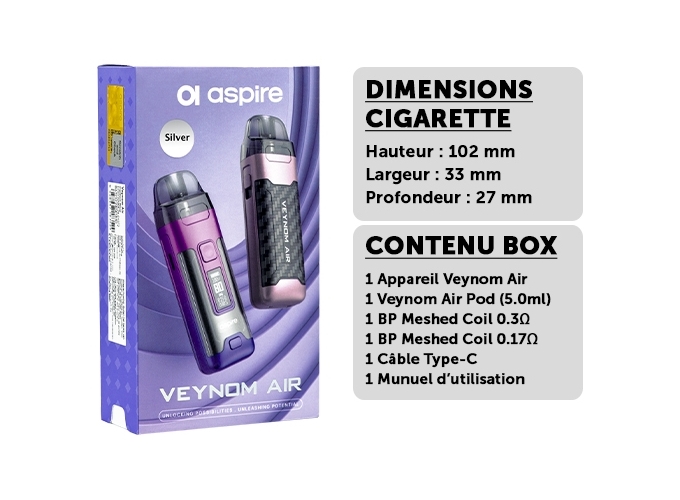 KIT VEYNOM AIR ASPIRE SILVER 2800 mha