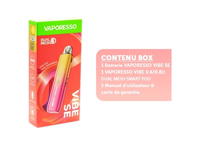 KIT VIBE SE VAPORESSO 1100 MHA OR ET ROSE