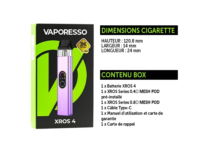 KIT XROS 4  VAPORESSO 1000 Mha VIOLET