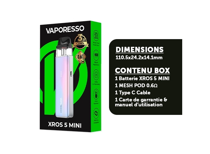 KIT XROS 5 MINI VAPORESSO 1500 Mha PASTEL