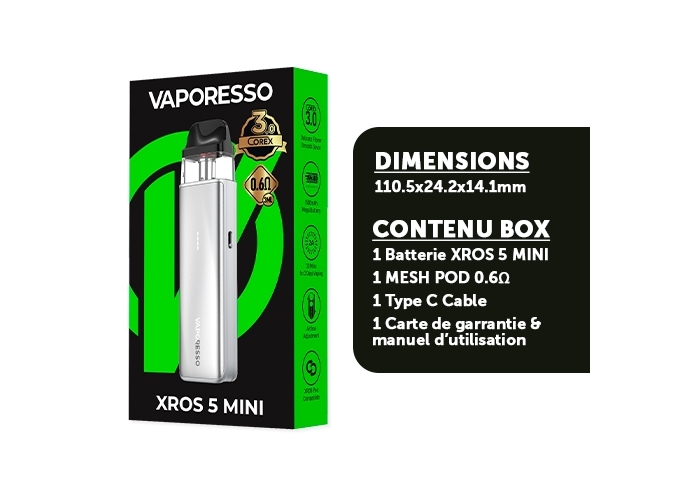 KIT XROS 5 MINI VAPORESSO 1500 Mha TITANIUM