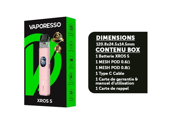 KIT XROS 5  VAPORESSO 1000 Mha PASTEL