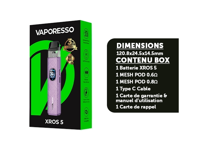 KIT XROS 5  VAPORESSO 1000 Mha VIOLET SIK