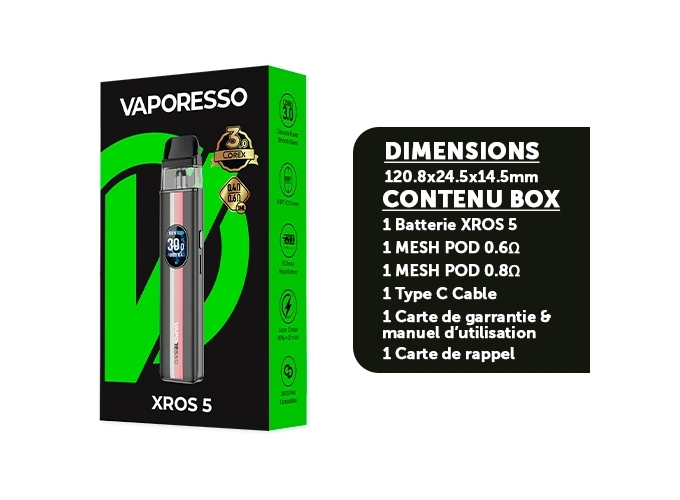 KIT XROS 5  VAPORESSO 1500 Mha STRIP