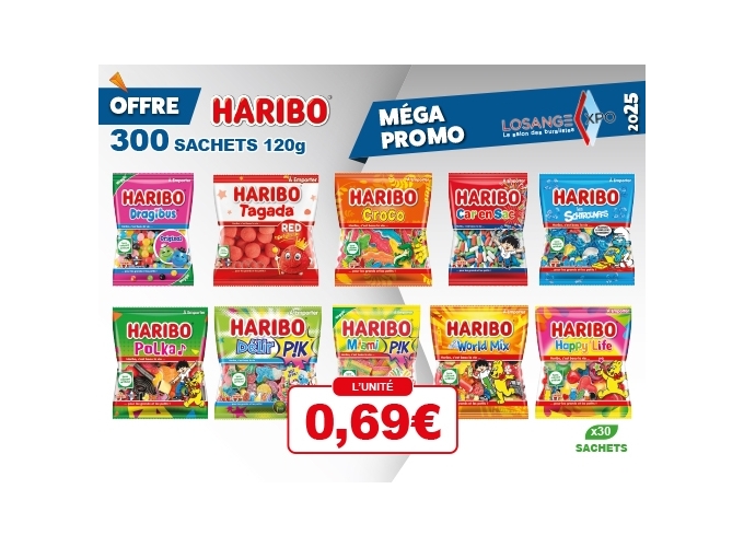 LOSANGEXPO 2025   HARIBO 10 CRTS SACHETS 120g
