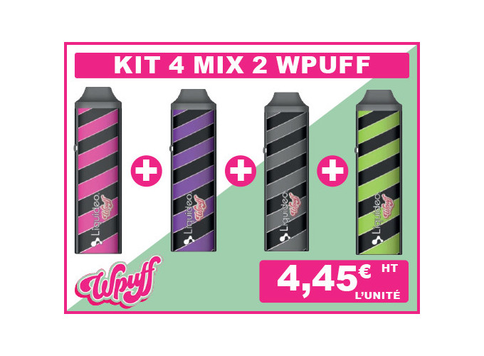 LOT DE 4 MIX2PUFF GRIS,VIOLET,ROSE,VERT