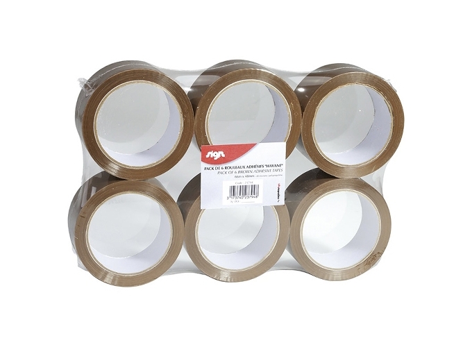 LOT DE 6 RUBAN POLYPRO HAVANE 48MMX66M (1)