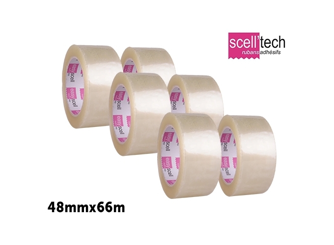 LOT DE 6 RUBANS POLYPRO TRANSPARENT 48MMX66M (1)