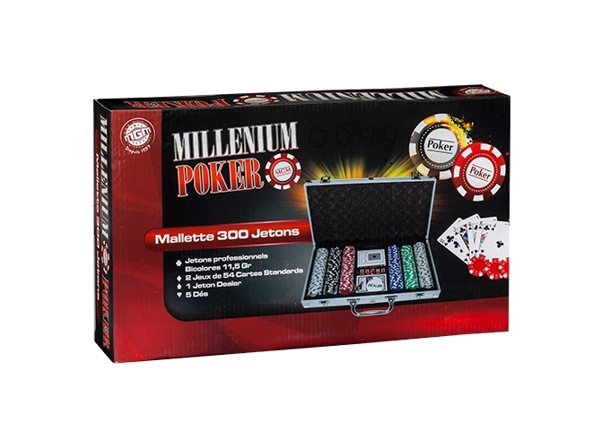 MALLETTE METAL POKER 300 JETONS CARTES ET DES