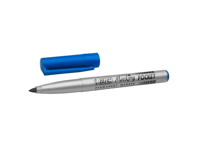 MARKER BIC PERMANENT POCKET PTE OGIVE BLEU (12)