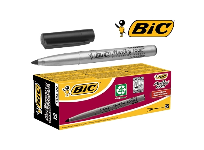 MARKER BIC PERMANENT POCKET PTE OGIVE NOIR (12)