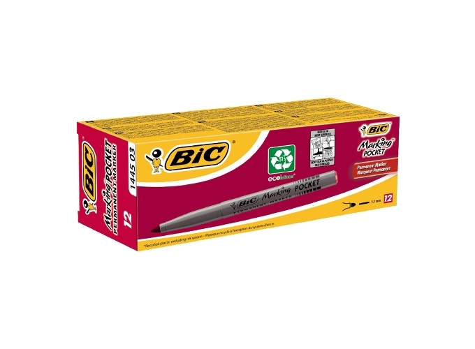 MARKER BIC PERMANENT POCKET PTE OGIVE ROUGE (12)