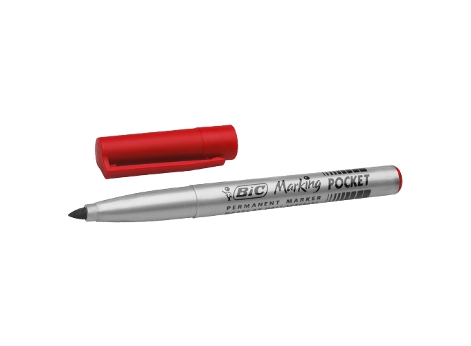 MARKER BIC PERMANENT POCKET PTE OGIVE ROUGE (12)