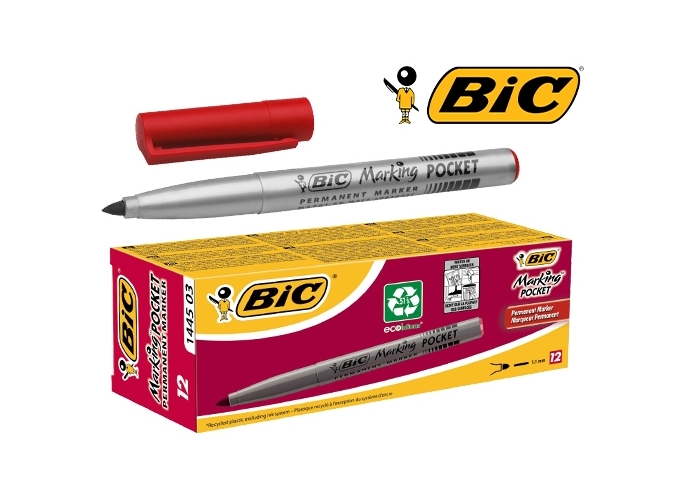 MARKER BIC PERMANENT POCKET PTE OGIVE ROUGE (12)