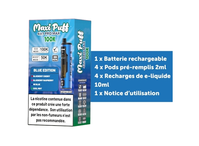 MAXI PUFF PRO MAX BLUE EDITION 100 K 20 MG (1)