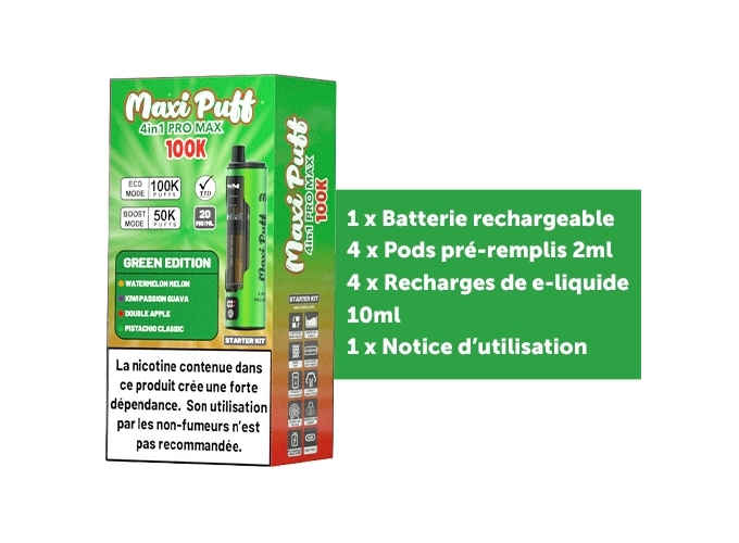MAXI PUFF PRO MAX GREEN EDITION 100 K 20 MG (1)