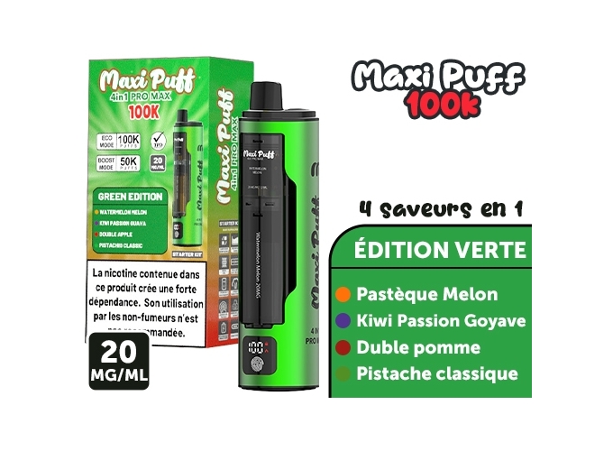MAXI PUFF PRO MAX GREEN EDITION 100 K 20 MG (1)