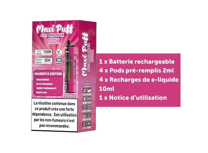 MAXI PUFF PRO MAX MAGENTA EDITION 100 K 20 MG (1)