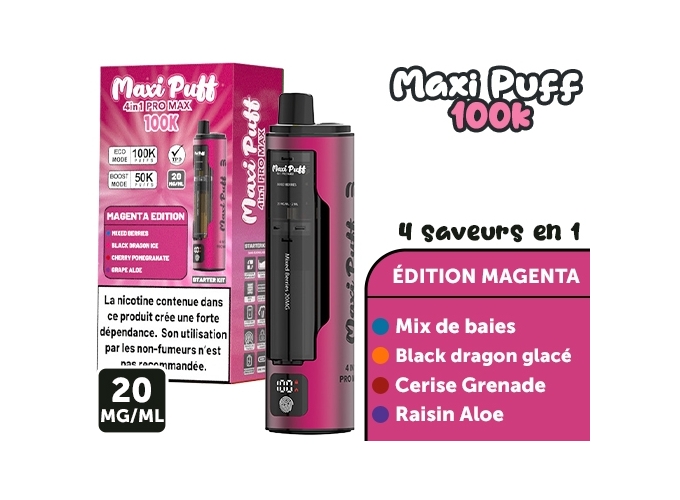 MAXI PUFF PRO MAX MAGENTA EDITION 100 K 20 MG (1)
