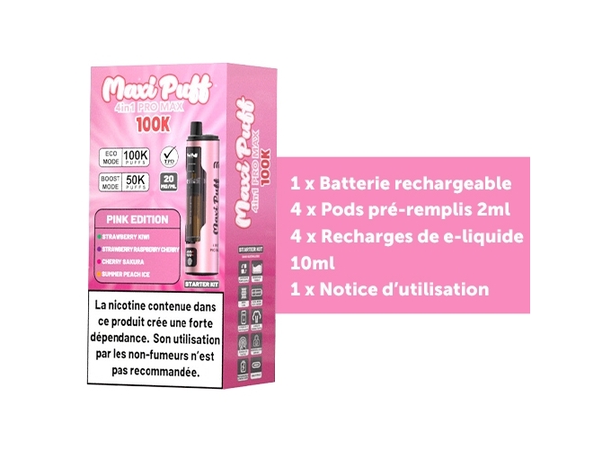 MAXI PUFF PRO MAX PINK EDITION 100 K 20 MG (1)