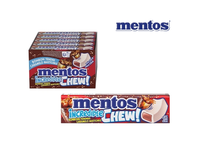 MENTOS INCREDIBLE CHEW STICK 10 DRAGEES COLA (20)