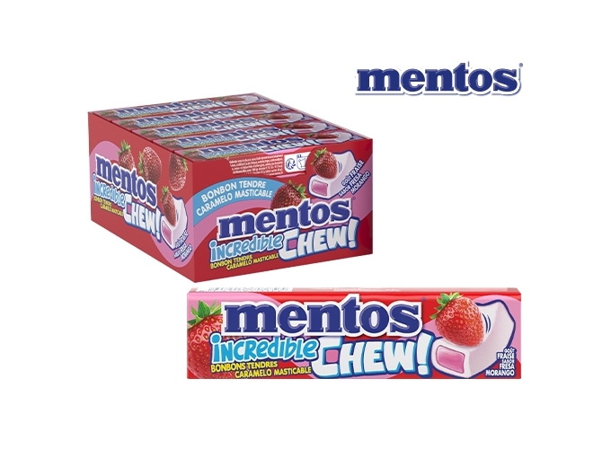 MENTOS INCREDIBLE CHEW STICK 10 DRAGEES FRAISE(20)