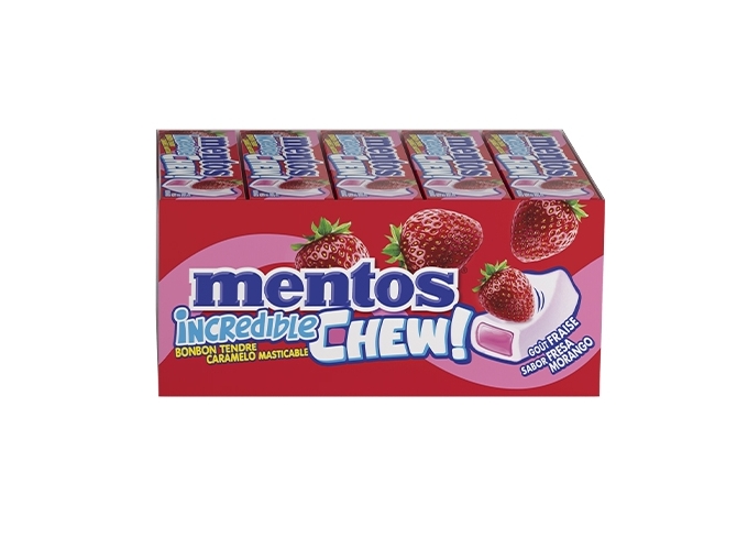 MENTOS INCREDIBLE CHEW STICK 10 DRAGEES FRAISE(20)