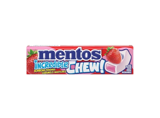 MENTOS INCREDIBLE CHEW STICK 10 DRAGEES FRAISE(20)