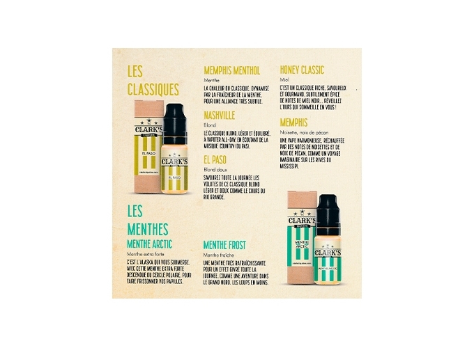 MENU SAVEUR DES E-LIQUIDES CLARK'S