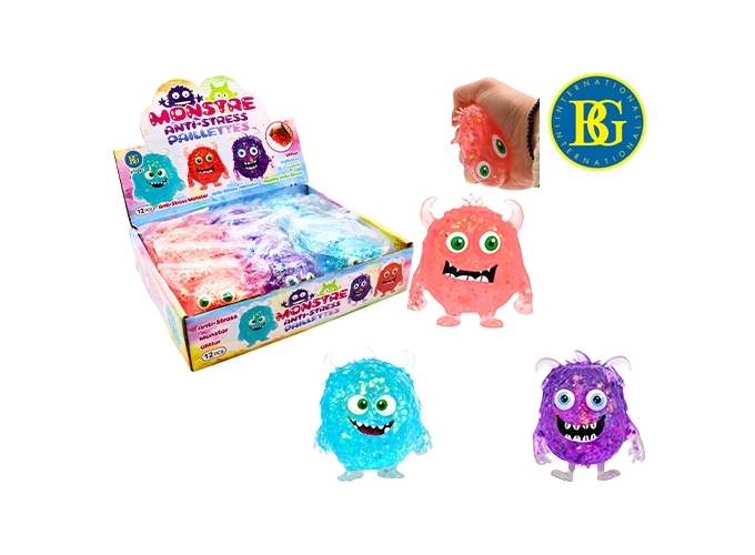 MONSTRE ANTISTRESS GEL 7CM 3 COUL. ASS. (BTE.12)