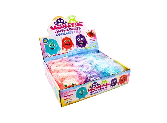 MONSTRE ANTISTRESS GEL 7CM 3 COUL. ASS. (BTE.12)