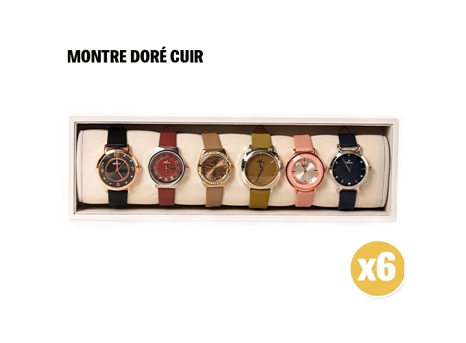 MONTRE FEMME DORE CUIR COULEUR ASSORT. (6)