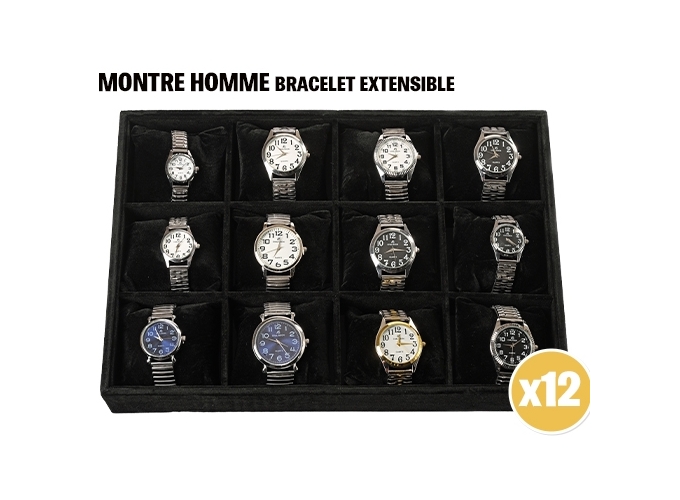 MONTRE HOMME BRACELET EXTENSIBLE ASSORT. (12)