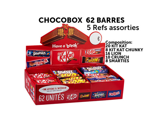 NESTLE CHOCOBOX 62 BARRES ASSORTIES