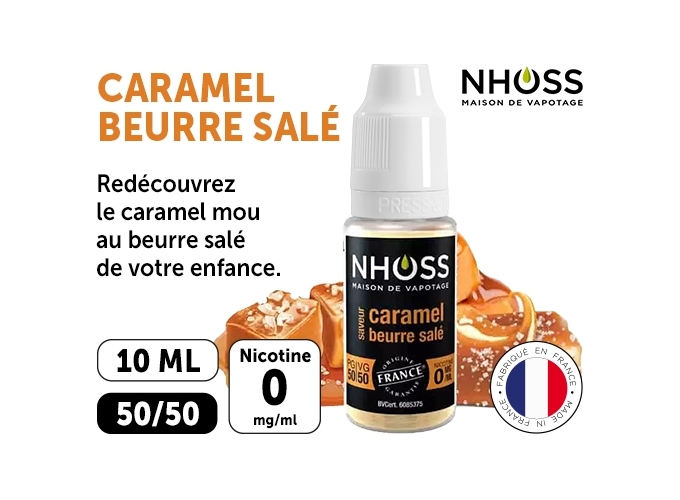 NHOSS 10 ml CARAMEL BEURRE SALE NICOT  00Mg