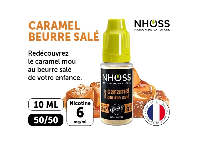 NHOSS 10 ml CARAMEL BEURRE SALE NICOT  06Mg