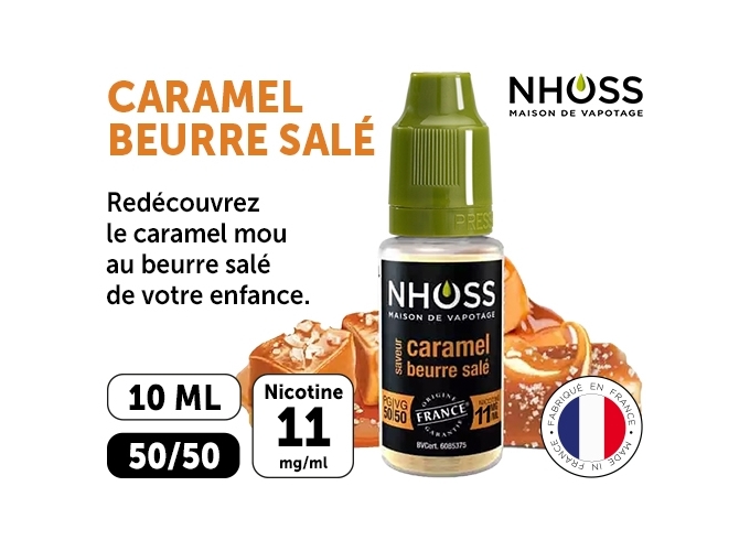 NHOSS 10 ml CARAMEL BEURRE SALE NICOT  11Mg