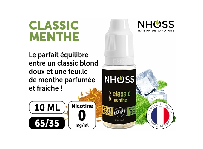 NHOSS 10 ml CLASSIC MENTHE 00 MG ML