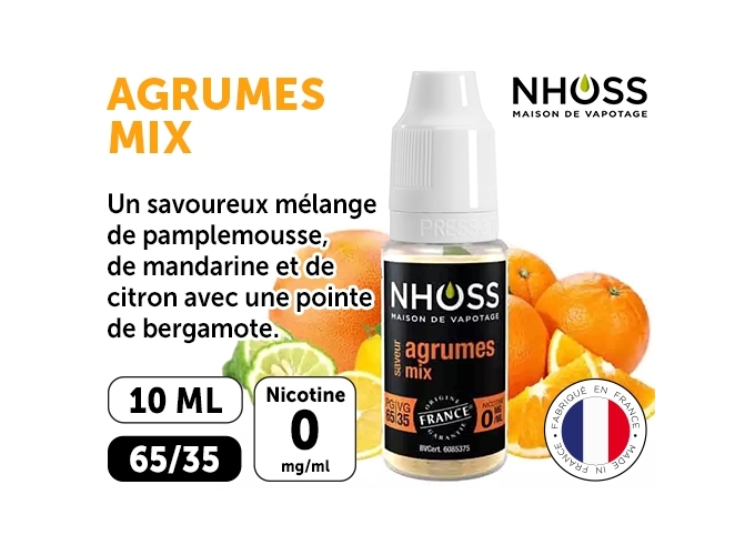 NHOSS 10 ml E-LIQUID AGRUMES MIX NICOTINE 00Mg