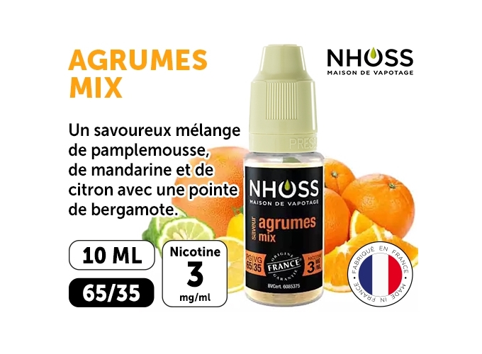 NHOSS 10 ml E-LIQUID AGRUMES MIX NICOTINE 03Mg