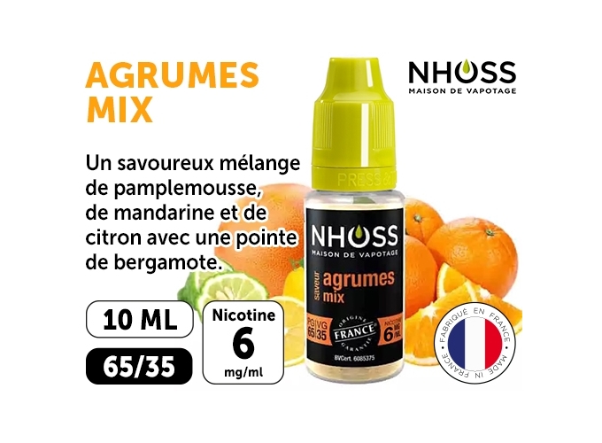 NHOSS 10 ml E-LIQUID AGRUMES MIX NICOTINE 06Mg