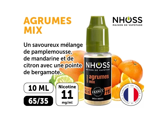 NHOSS 10 ml E-LIQUID AGRUMES MIX NICOTINE 11Mg